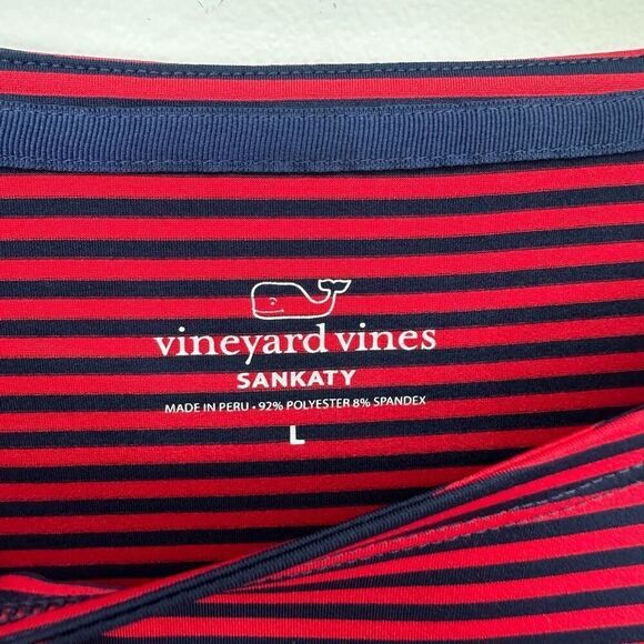 Vineyard Vines Women’s Boatneck Striped Sankaty UPF 50+ Red/Navy - Picture 4 of 12